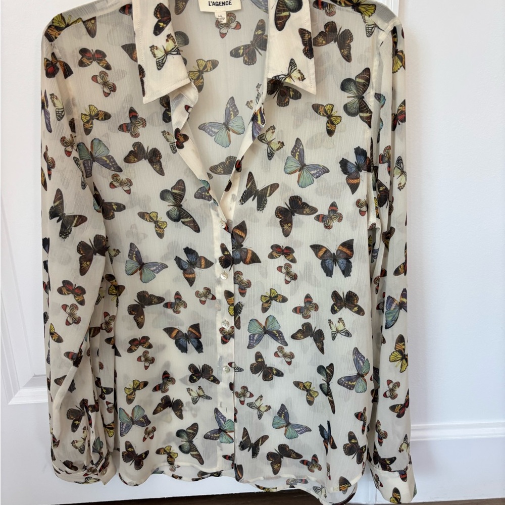 L'AGENCE Multicolor Butterfly Blouse